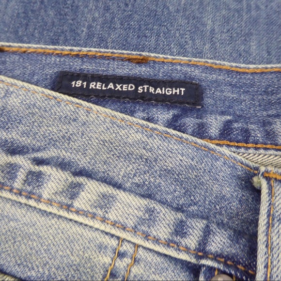 Lucky Brand 181 Relaxed Straight Denim Jeans NWT Whiskered / Distressing - Picture 7 of 8